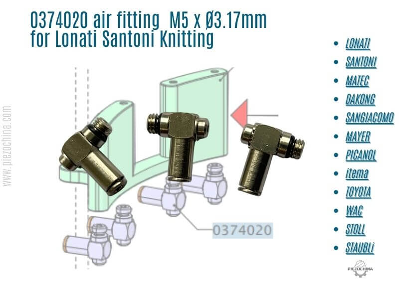 0374020 air fitting M5 x Ø3.17mm for Lonati Santoni Knitting